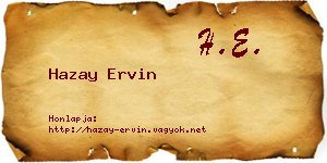 Hazay Ervin névjegykártya